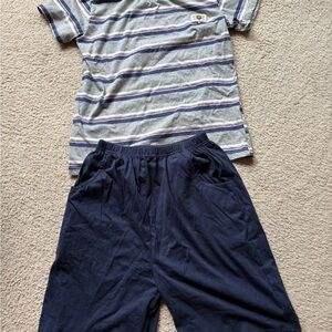 NWOT: Striped Gray and Navy Kids Pajama Set - boys